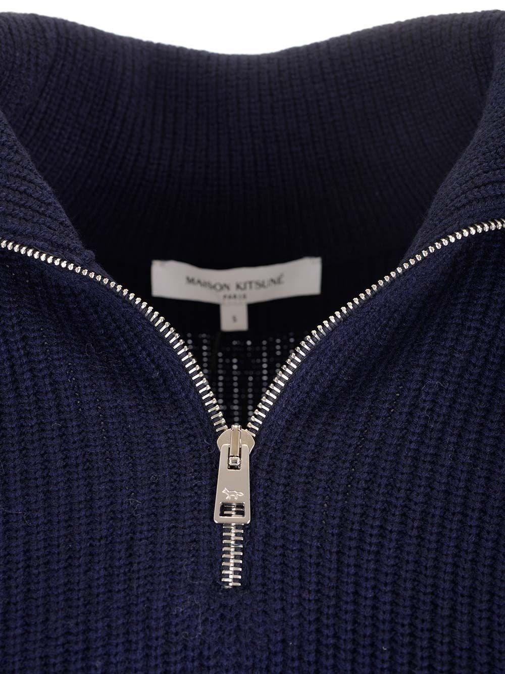 Al Duca D'Aosta Maison Kitsuné Maglia mezza zip lana cashmere Offerta temporanea
