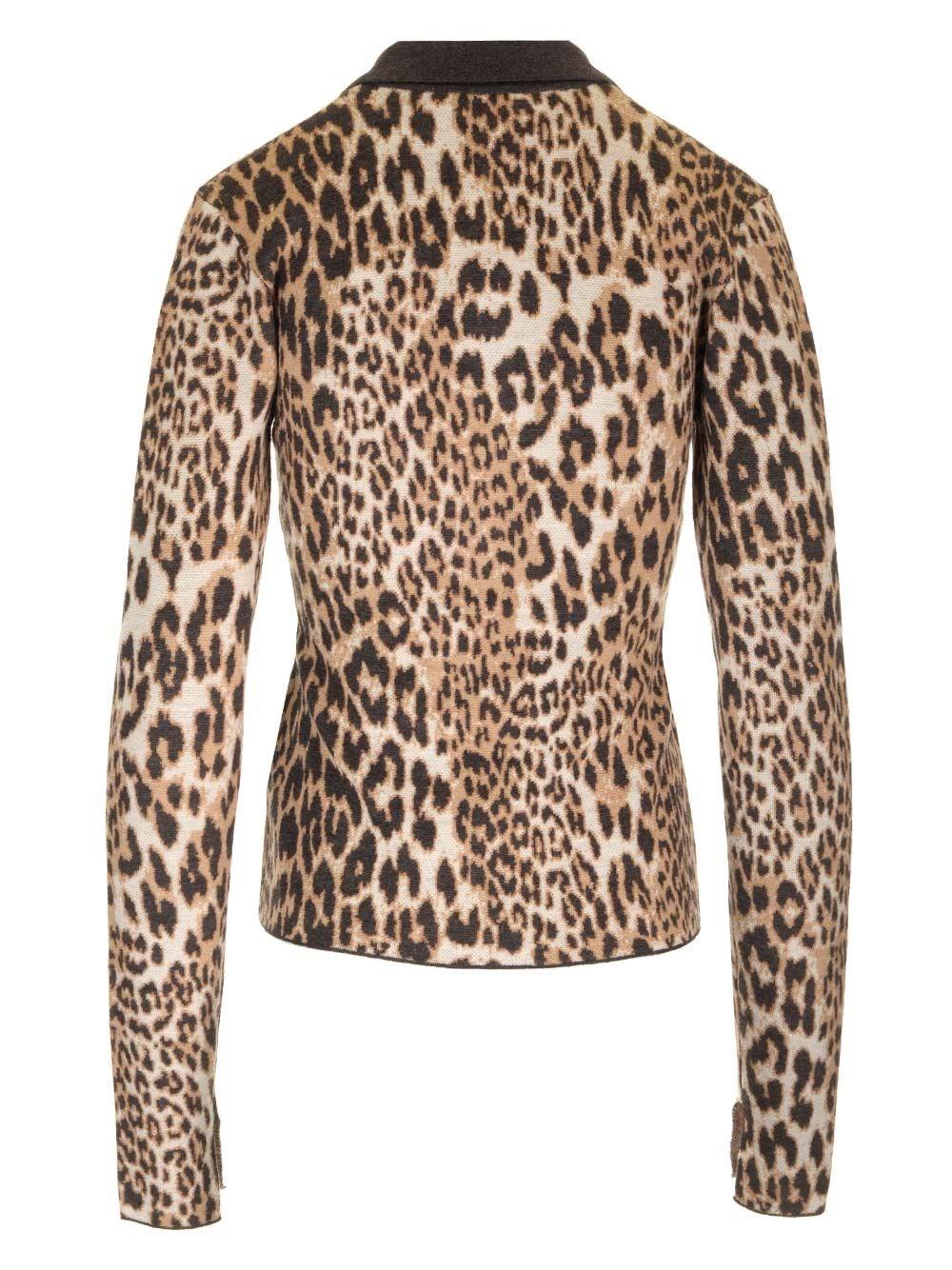 Al Duca D'Aosta Ganni Fine Merino Jacquard Leopard Polo Lightning offer