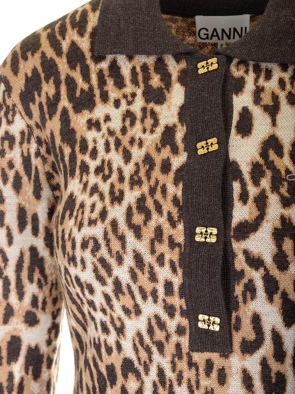 Al Duca D'Aosta Ganni Fine Merino Jacquard Leopard Polo Lightning offer