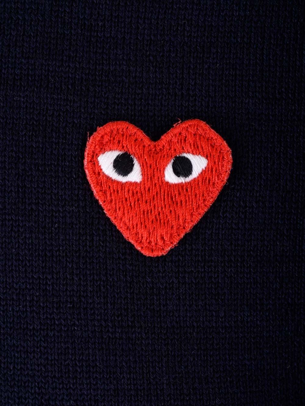 Al Duca D'Aosta Comme Des Garcons Play EX-P1N094 NAVY POLO NECK SHORT SLEEVES COTT POLO Liquidazione